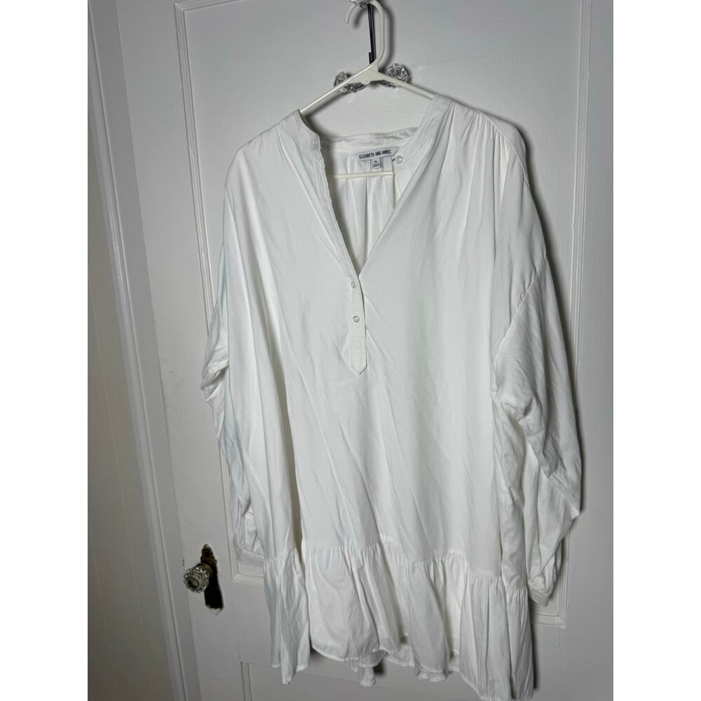 Elizabeth and James XL White Oversized Ruffle Hem Tunic Shirt Dress - Picture 3 of 6
